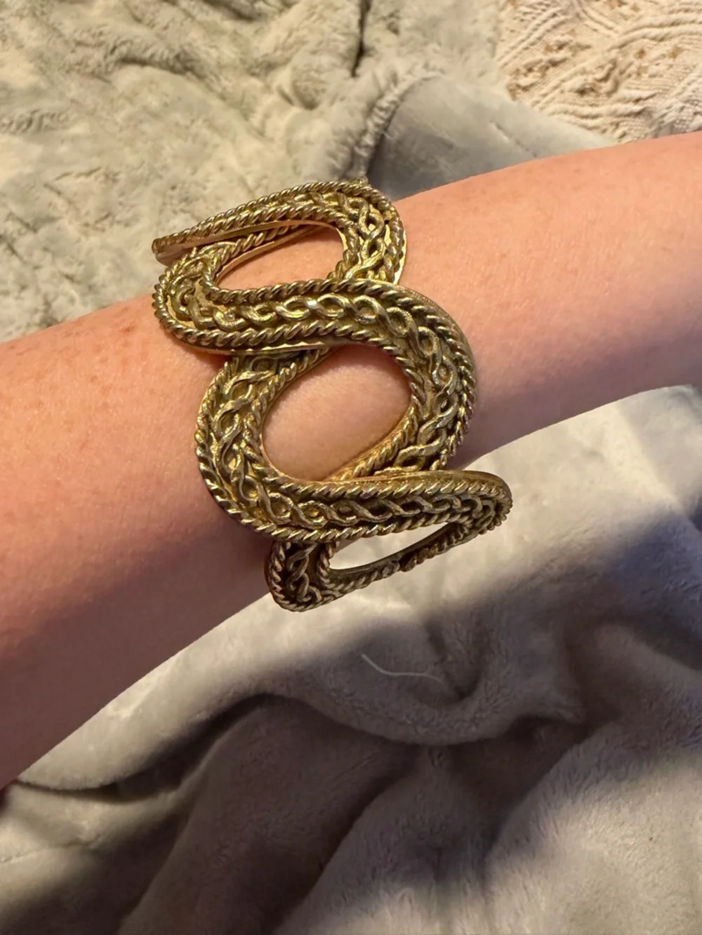 Rustic Cuff Gold Bangle - Picture 3 of 6